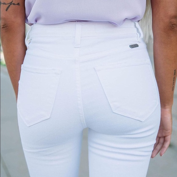 NWT Kan Can White Frayed Hem Flare Bell Jeans - Picture 2 of 4